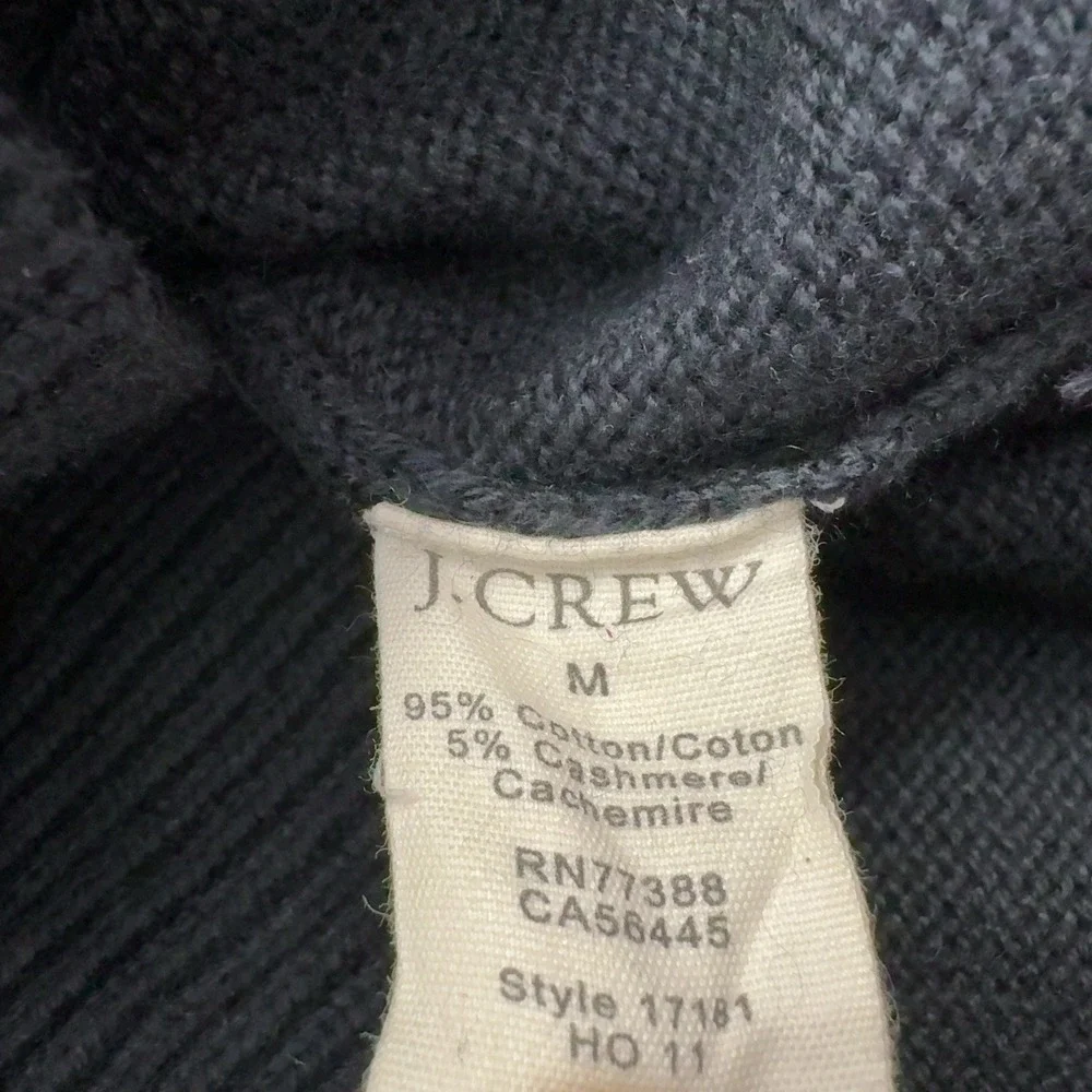 J Crew Sweater Mens M Black Cotton Cashmere Quarter Zip Mock Neck Classic